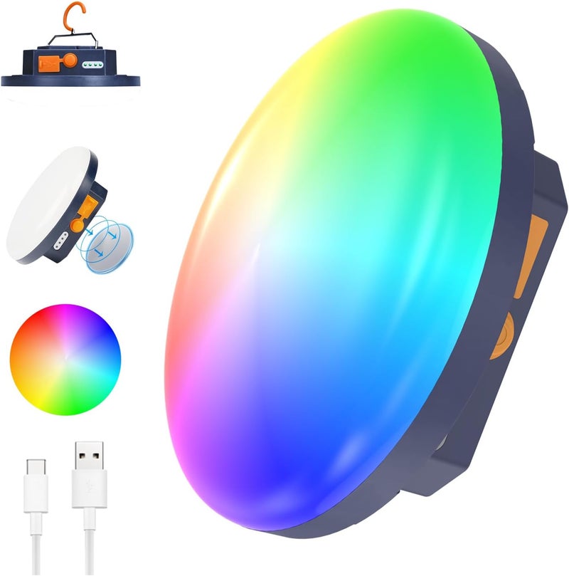 iodoo 10000mAh 3000LM Rechargeable RGB Camping Light Flashlight Portable LED Camping Lantern Rechargeable Light 30W with Magnet , Tent Light Power Failure Emergency Survival Kits(30W(RGB)) - Image 1